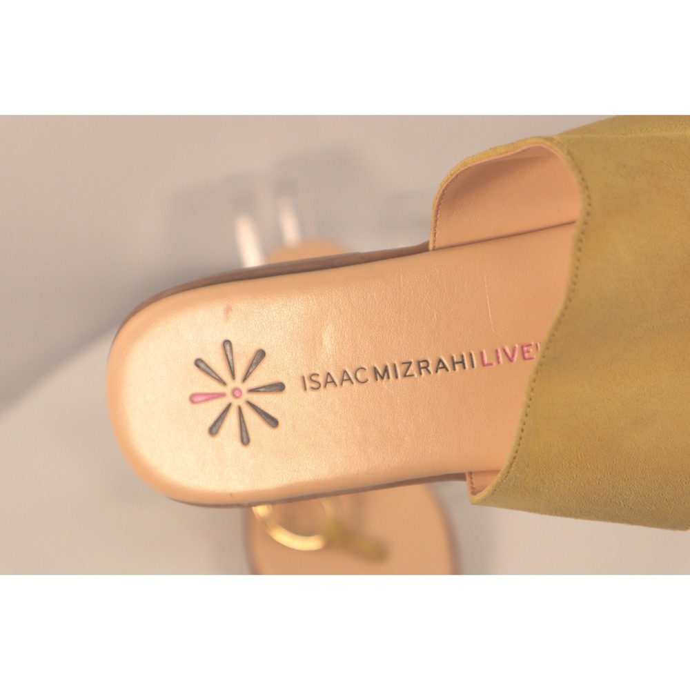 Isaac Mizrahi Live! Citron Yellow Suede Jasmine Gold Ring Detail Flat-Size 8.5 - Picture 8 of 9